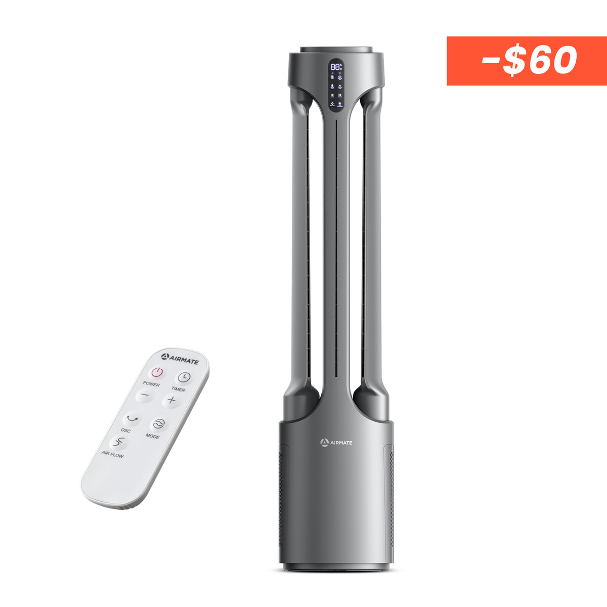 AIRMATE Oscillating Bladeless Fan with amp HEPA Filter Air Purifier