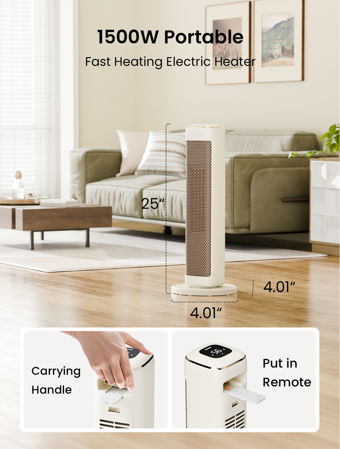 25" Space Heaters For Indoor Use Large Room