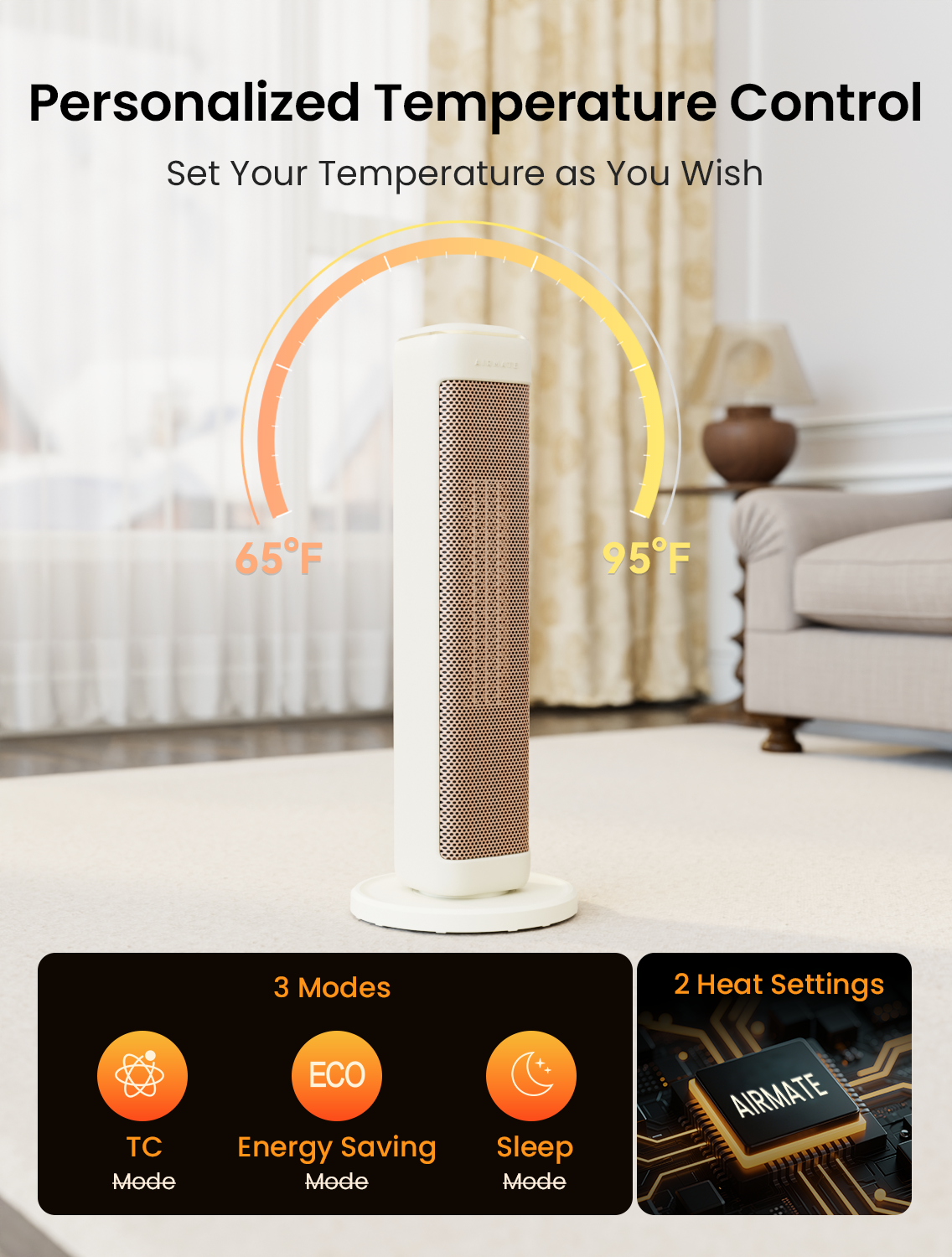 25" Space Heaters For Indoor Use Large Room