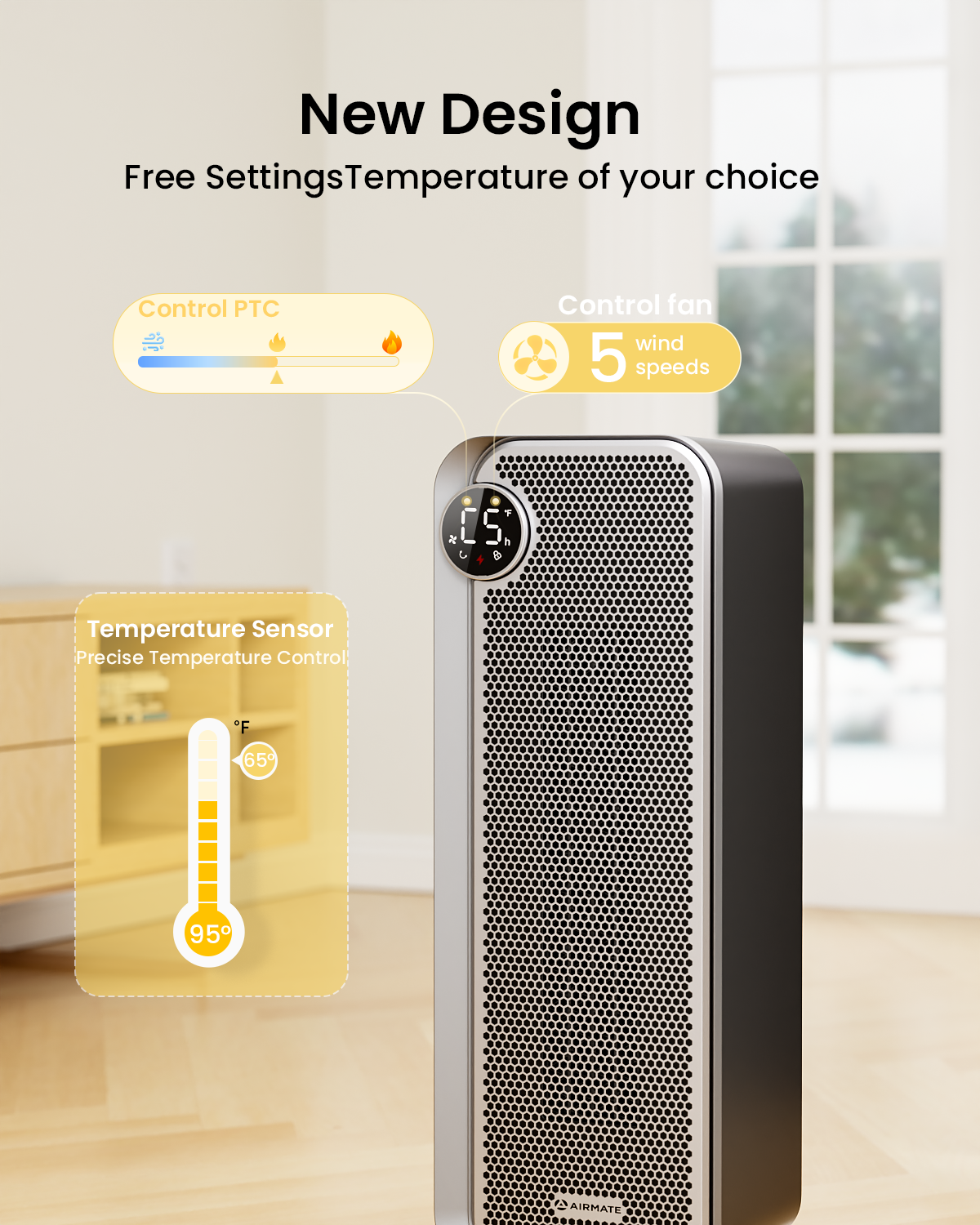 Heater for Large Room, 8 Safe Protection Tower