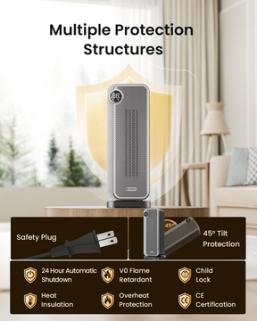 Heater for Large Room, 8 Safe Protection Tower
